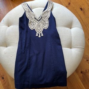 Lilly Pulitzer navy blue with gold detail dress
